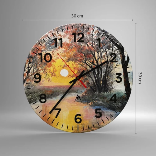 Wanduhr - Glasuhr - Herbststimmung - 30x30 cm