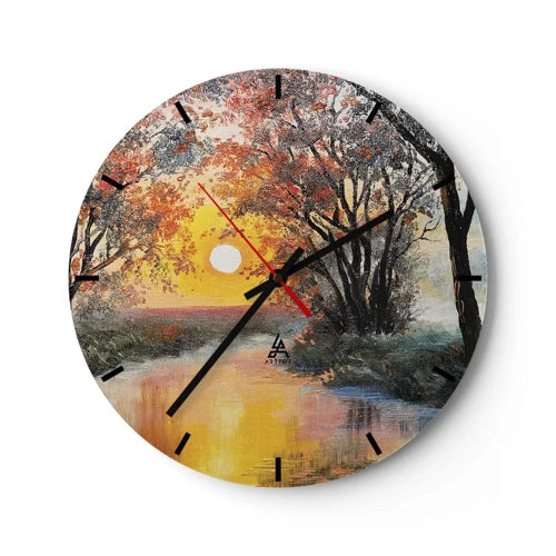 Wanduhr - Glasuhr - Herbststimmung - 30x30 cm