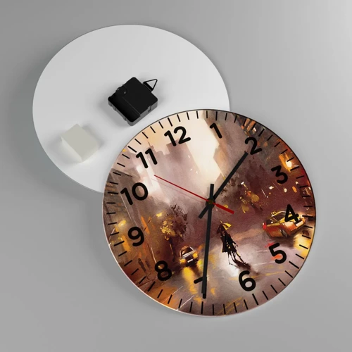 Wanduhr - Glasuhr - Im Licht von New York - 30x30 cm