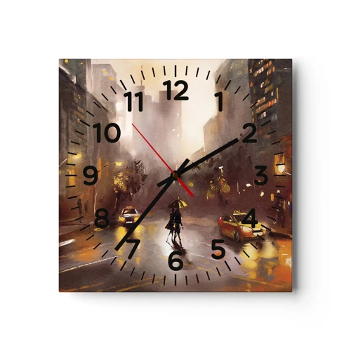 Wanduhr - Glasuhr - Im Licht von New York - 40x40 cm