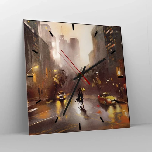 Wanduhr - Glasuhr - Im Licht von New York - 40x40 cm