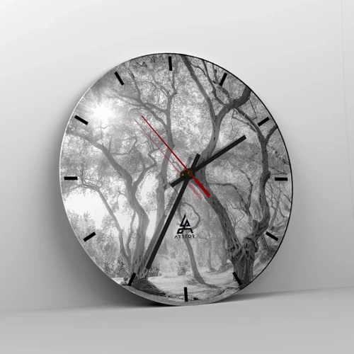 Wanduhr - Glasuhr - Im Olivenhain - 30x30 cm