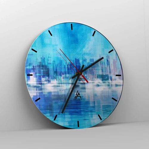 Wanduhr - Glasuhr - In Blau ertrunken - 30x30 cm