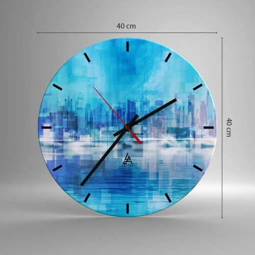 Wanduhr - Glasuhr - In Blau ertrunken - 40x40 cm