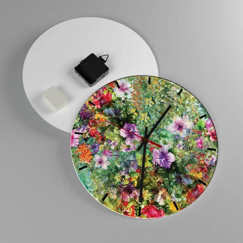 Wanduhr - Glasuhr - In Blumen für das Verderben - 30x30 cm