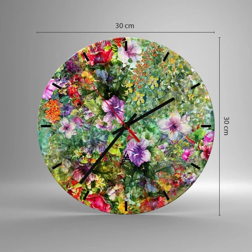 Wanduhr - Glasuhr - In Blumen für das Verderben - 30x30 cm