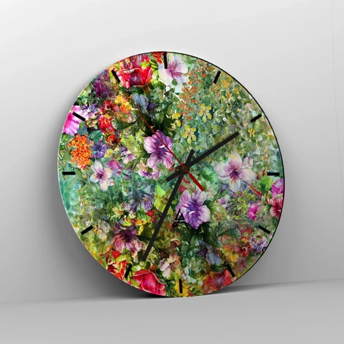 Wanduhr - Glasuhr - In Blumen für das Verderben - 30x30 cm