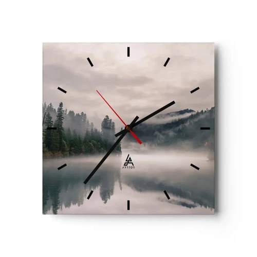 Wanduhr - Glasuhr - In Reflexion, im Nebel - 40x40 cm