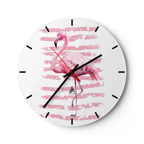 Wanduhr - Glasuhr - In Würde, aber in Pink - 30x30 cm