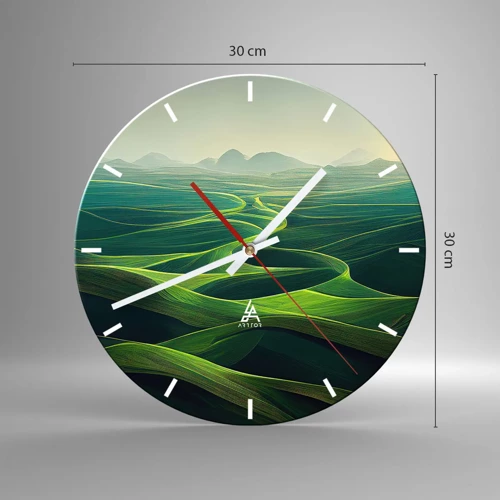 Wanduhr - Glasuhr - In den grünen Tälern - 30x30 cm