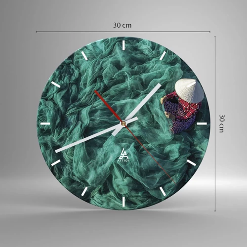 Wanduhr - Glasuhr - In einem Meer aus Netzen - 30x30 cm