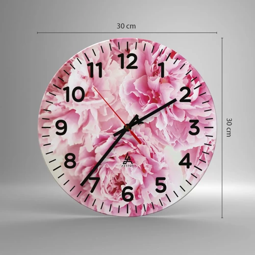 Wanduhr - Glasuhr - In rosa Glamour - 30x30 cm