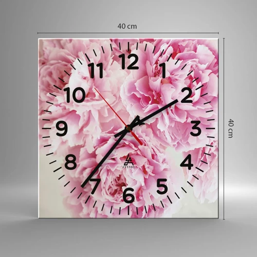 Wanduhr - Glasuhr - In rosa Glamour - 40x40 cm