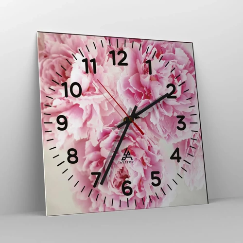 Wanduhr - Glasuhr - In rosa Glamour - 40x40 cm
