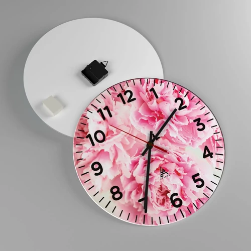 Wanduhr - Glasuhr - In rosa Glamour - 40x40 cm