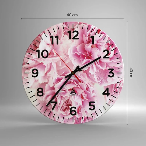 Wanduhr - Glasuhr - In rosa Glamour - 40x40 cm