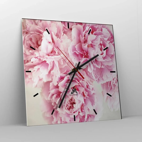 Wanduhr - Glasuhr - In rosa Glamour - 40x40 cm