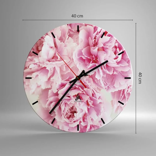 Wanduhr - Glasuhr - In rosa Glamour - 40x40 cm