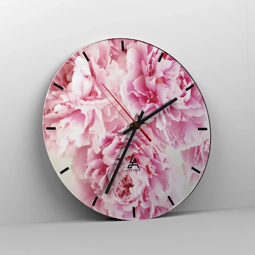 Wanduhr - Glasuhr - In rosa Glamour - 40x40 cm