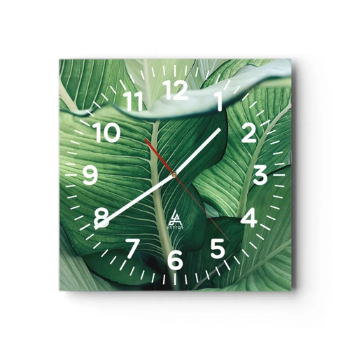 Wanduhr - Glasuhr - Intensiv grünes Leben - 30x30 cm