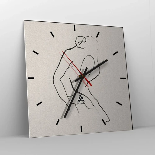 Wanduhr - Glasuhr - Intime Skizze - 40x40 cm