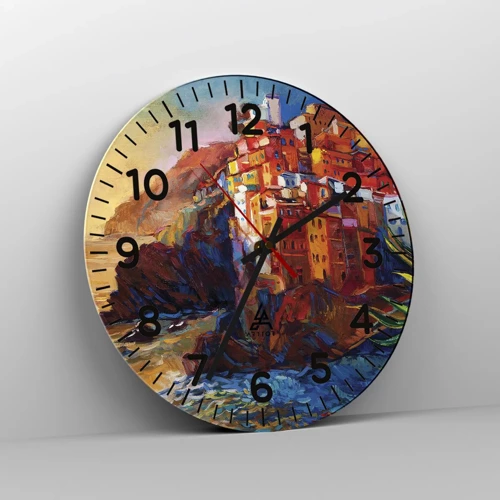 Wanduhr - Glasuhr - Italienische Atmosphäre - 40x40 cm