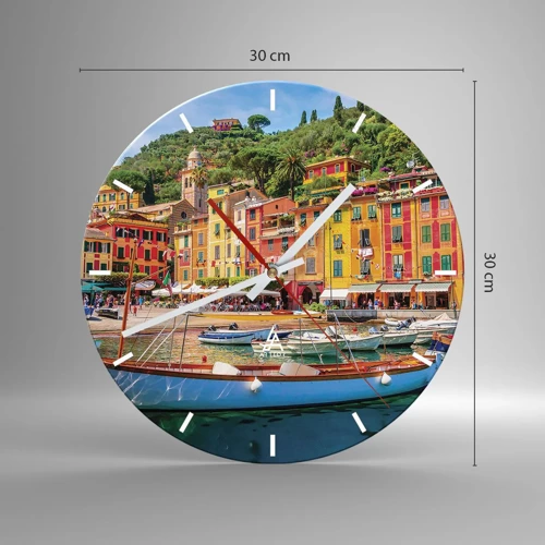 Wanduhr - Glasuhr - Italienischer Morgen - 30x30 cm