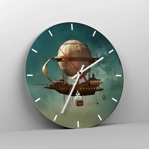 Wanduhr - Glasuhr - Jules Verne sagt Hallo - 40x40 cm