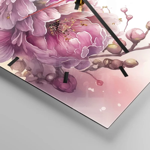 Wanduhr - Glasuhr - Kirschblütenblüte - 30x30 cm