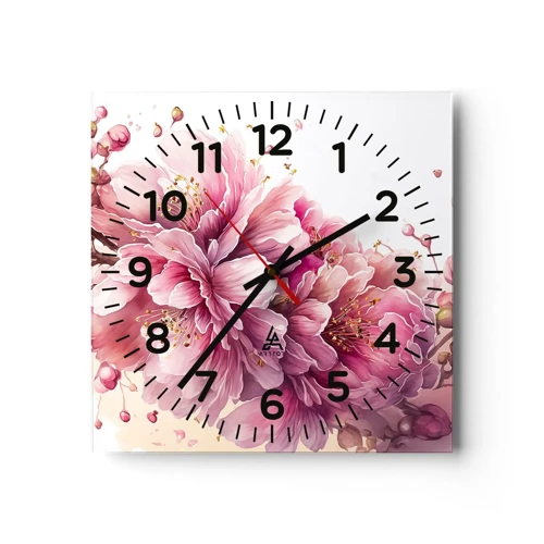Wanduhr - Glasuhr - Kirschblütenblüte - 30x30 cm