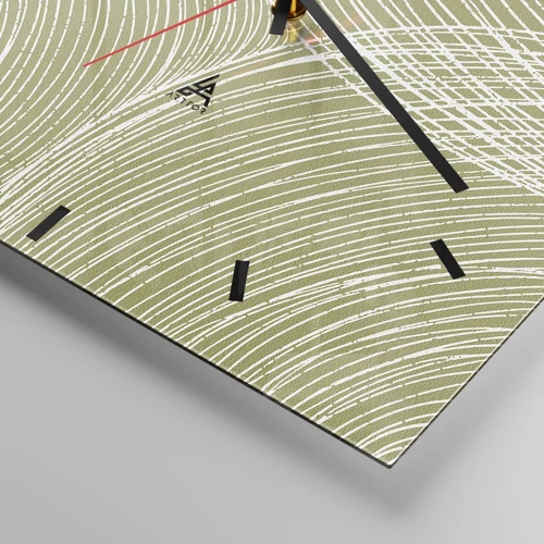 Wanduhr - Glasuhr - Komplizierte Abstraktion in Weiß - 30x30 cm