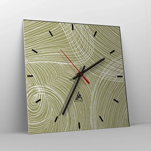 Wanduhr - Glasuhr - Komplizierte Abstraktion in Weiß - 40x40 cm