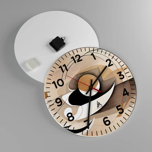 Wanduhr - Glasuhr - Komposition: die Essenz des Wortes - 40x40 cm