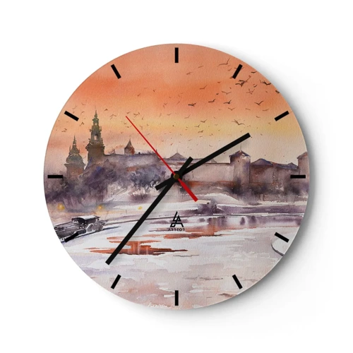 Wanduhr - Glasuhr - Königlicher Sonnenuntergang - 30x30 cm