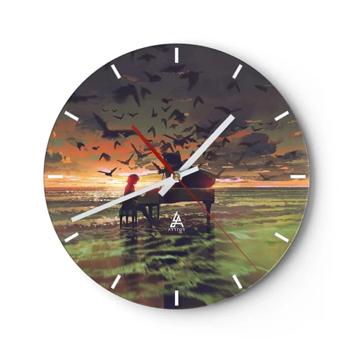 Wanduhr - Glasuhr - Konzert für Klavier und Wellen - 30x30 cm