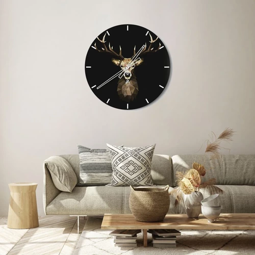 Wanduhr - Glasuhr - Kubistischer Hirsch - 30x30 cm