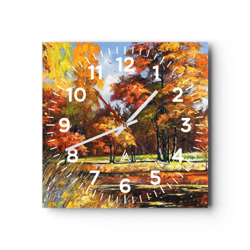 Wanduhr - Glasuhr - Landschaft in Gold und Bronze - 40x40 cm