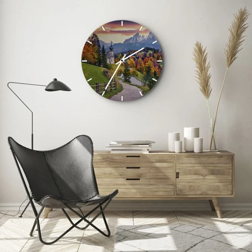 Wanduhr - Glasuhr - Landschaftsartige Malerei - 30x30 cm