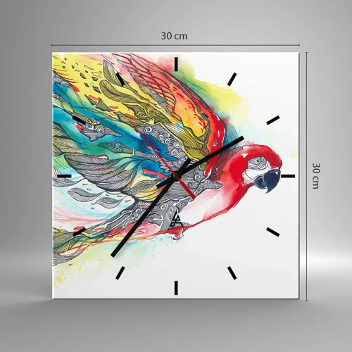 Wanduhr - Glasuhr - Leben Sie bunt - 30x30 cm