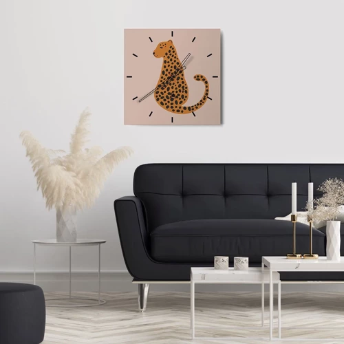 Wanduhr - Glasuhr - Leopardenmuster ist ein modisches Muster - 30x30 cm