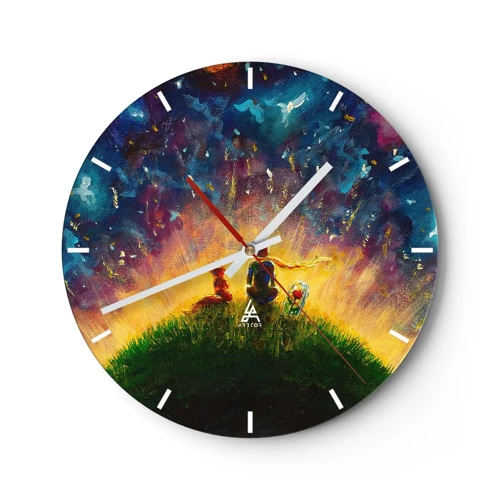 Wanduhr - Glasuhr - Liebe und Freundschaft - die ganze Welt - 30x30 cm