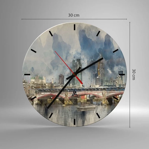 Wanduhr - Glasuhr - London in seiner ganzen Pracht - 30x30 cm