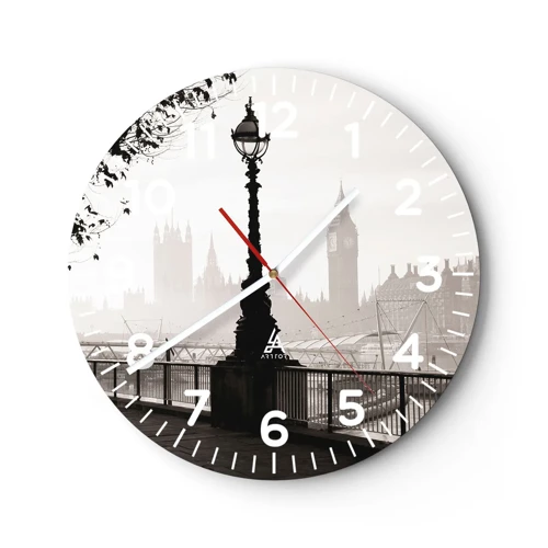 Wanduhr - Glasuhr - Londoner Morgen - 40x40 cm