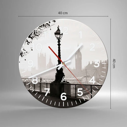 Wanduhr - Glasuhr - Londoner Morgen - 40x40 cm