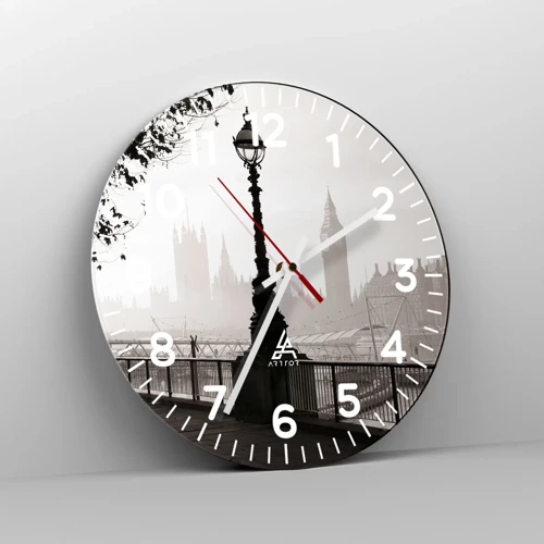 Wanduhr - Glasuhr - Londoner Morgen - 40x40 cm