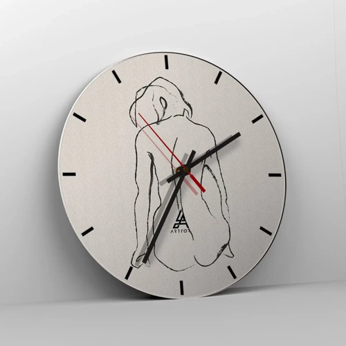 Wanduhr - Glasuhr - Mädchenakt - 30x30 cm