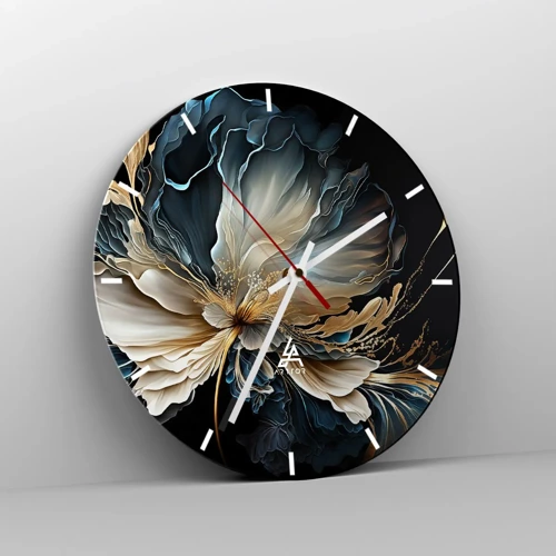 Wanduhr - Glasuhr - Märchenhafte Farnblume - 40x40 cm