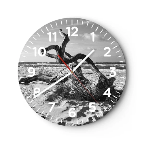 Wanduhr - Glasuhr - Meeresskulptur - 30x30 cm