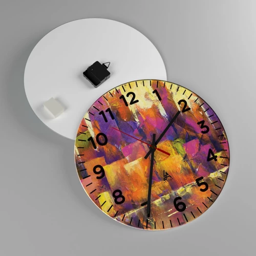 Wanduhr - Glasuhr - Metropolitische Komposition - 40x40 cm