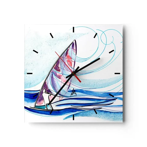 Wanduhr - Glasuhr - Mit dem Wind im Rhythmus der Wellen - 30x30 cm